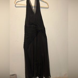 NEW Maggy London Halter Dress Silk Womens Sz 4 Black Cocktail Midi Lined